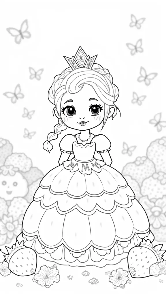 Páginas para colorear de princesas de shortcake de fresa